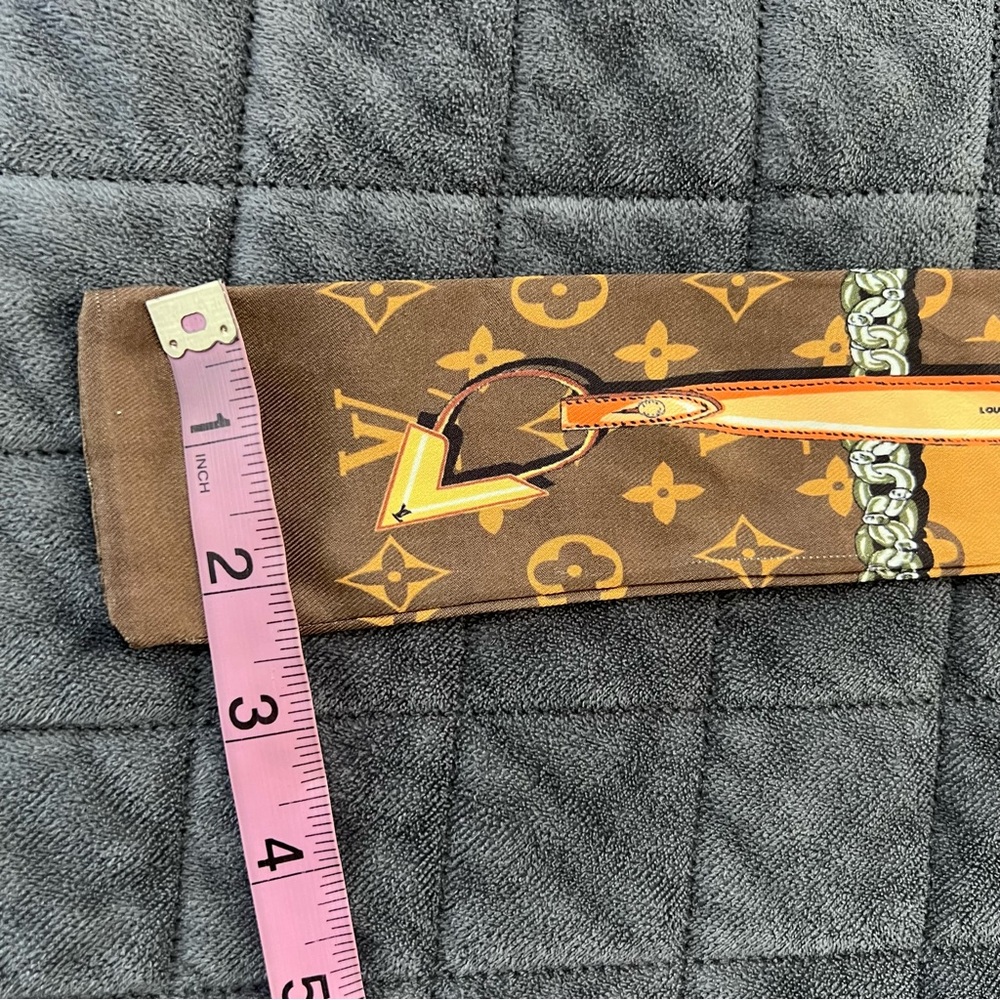 Louis Vuitton bandeau satin silk head band hair tie scarf brown monogram B14 - Picture 6 of 8